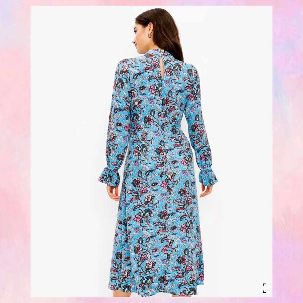 LOFT Bouquet Mock Neck Midi Dress - Picture 3 of 3